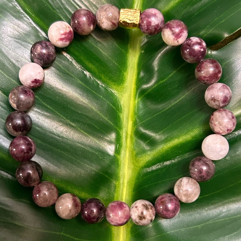 rubellite tourmaline 8mm handmade beaded bracelet